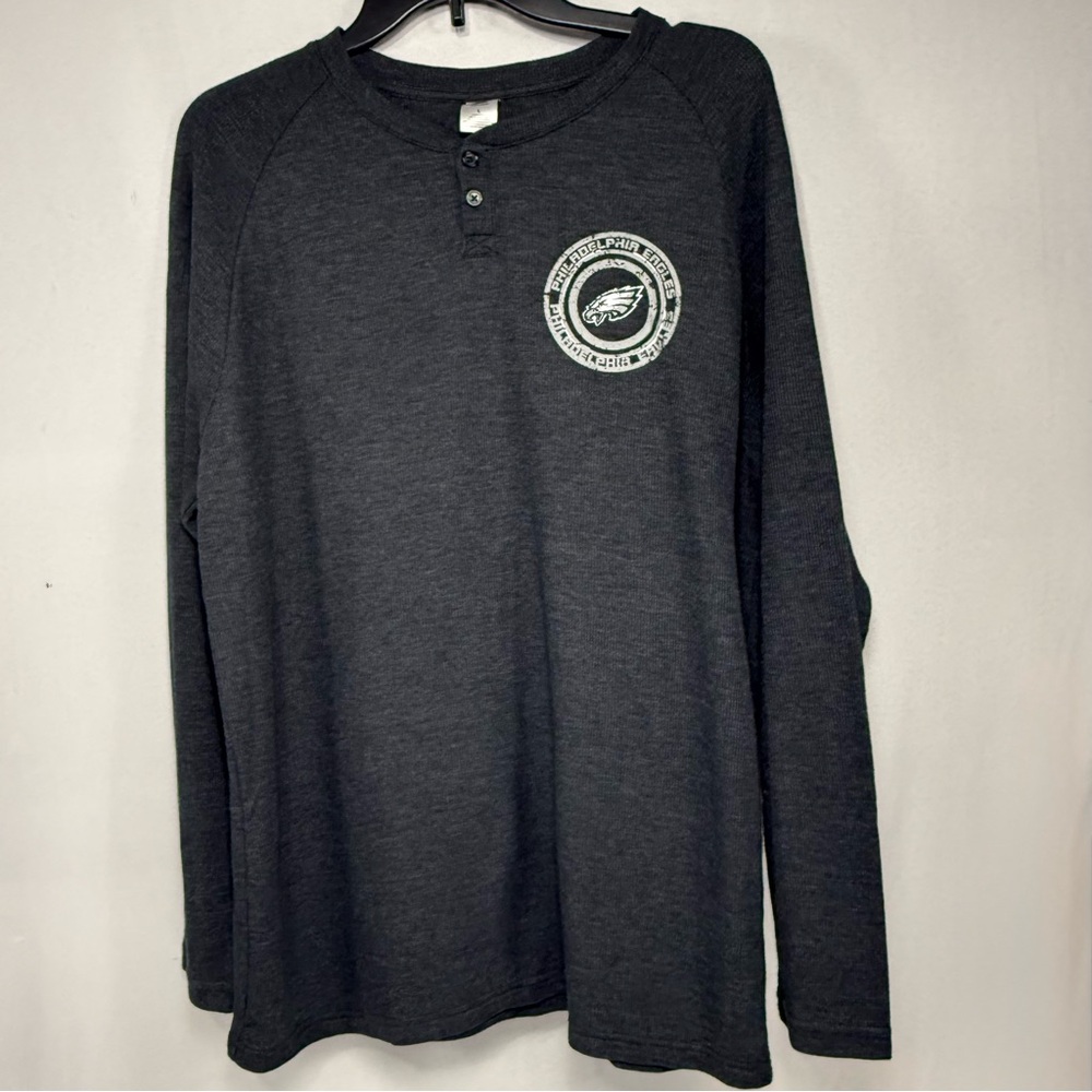 NFL Philadelphia Eagles Charcoal Grey Thermal Waffle Knit Henley Sleepwear L